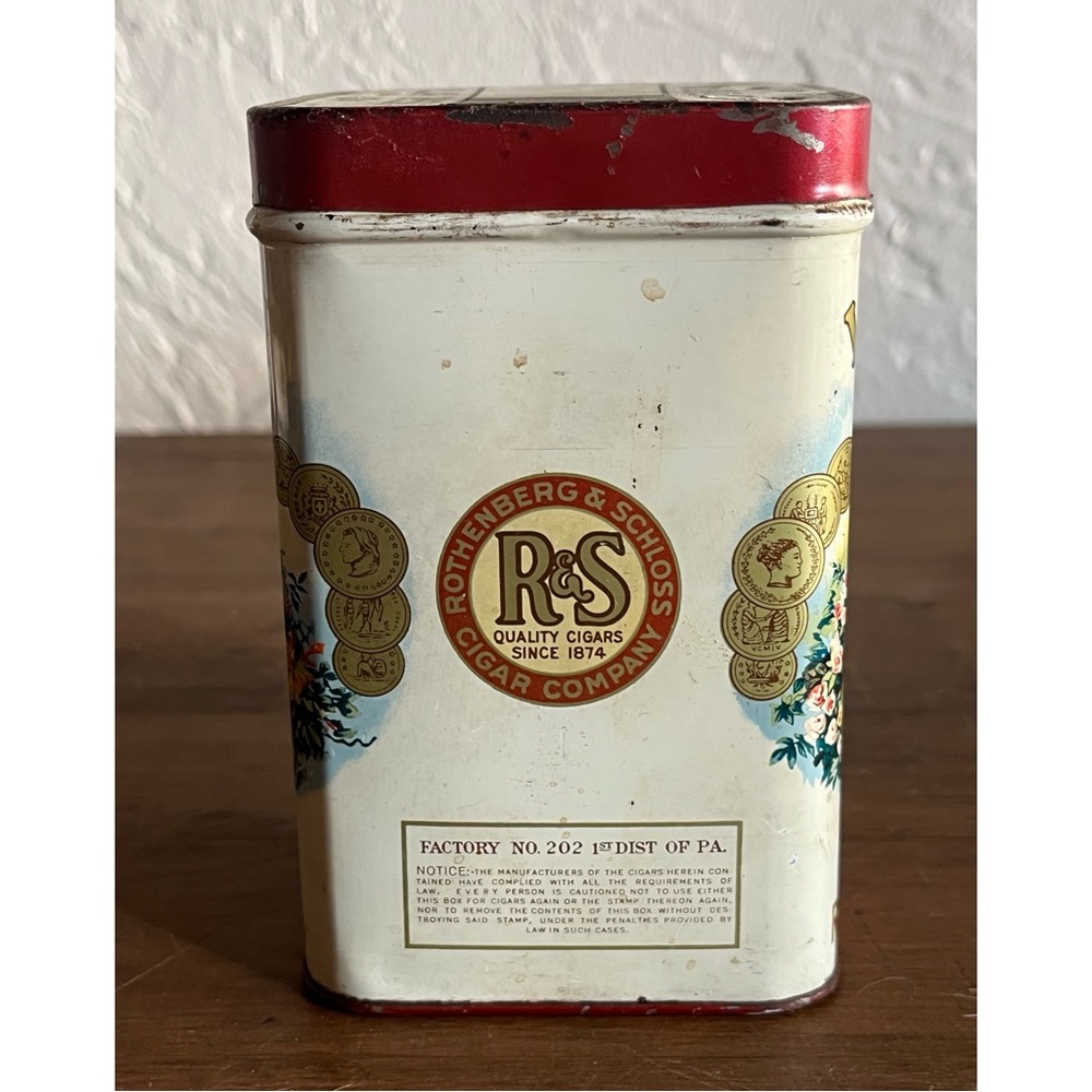 🌹La Resta brand Vintage Rothenberg & Schloss Cigar Tin Box Humidifier Antique🌹 - Picture 4 of 16
